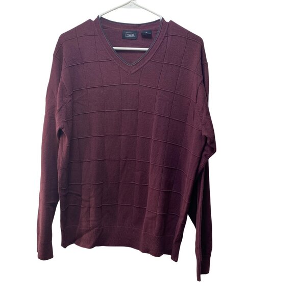 Haggar Mens  Burgundy V-Neck Sweater Size Large Sharp - Picture 1 of 9
